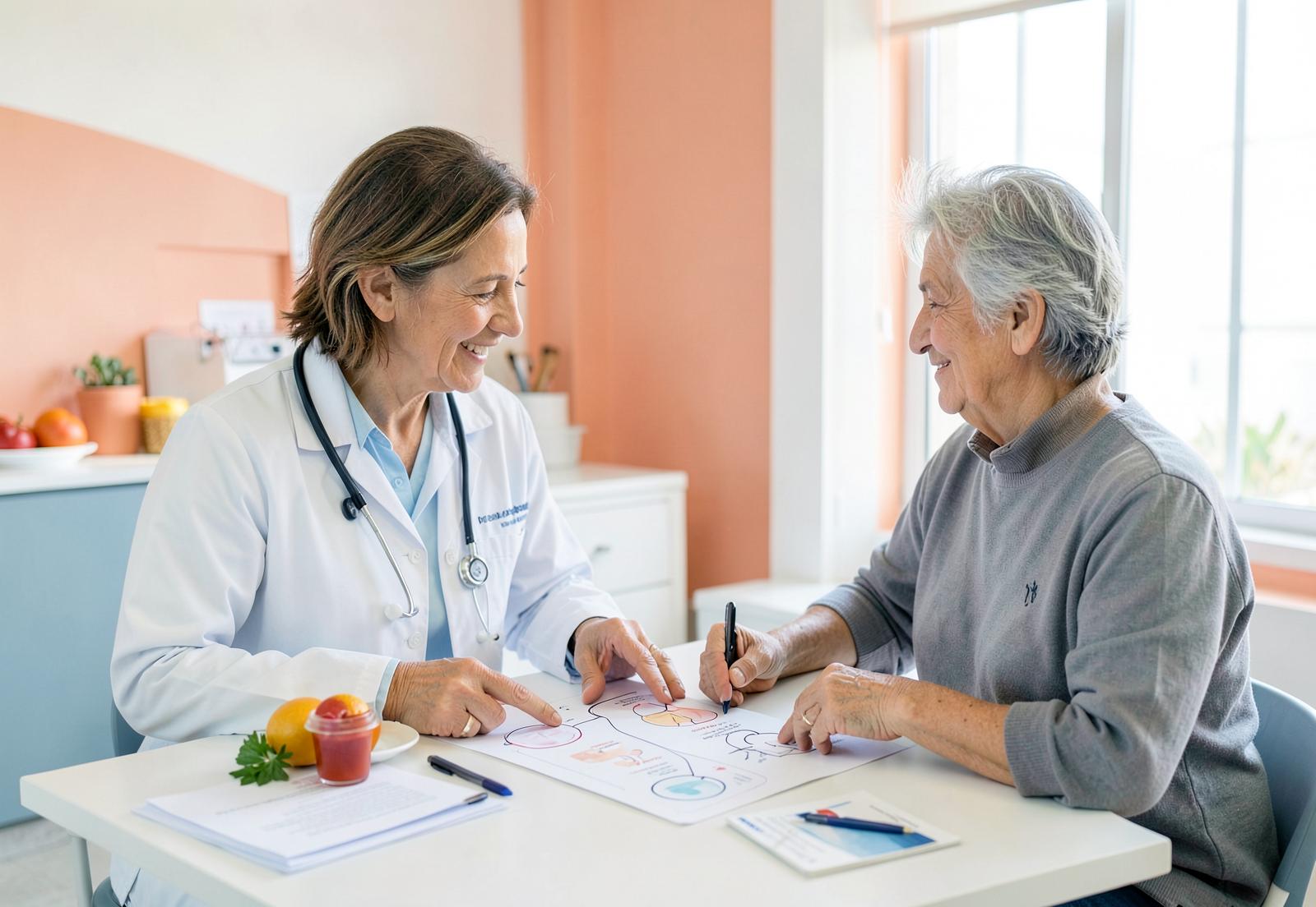 Consulta cercana de nutrición clínica con un plan personalizado